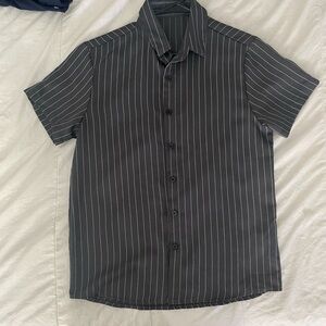 SHEIN Men's Charcoal Pinstripe Shirt